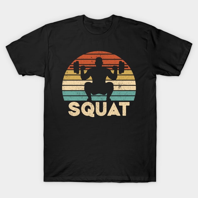 Vintage Weightlifter Barbell Squat T-Shirt by RadStar